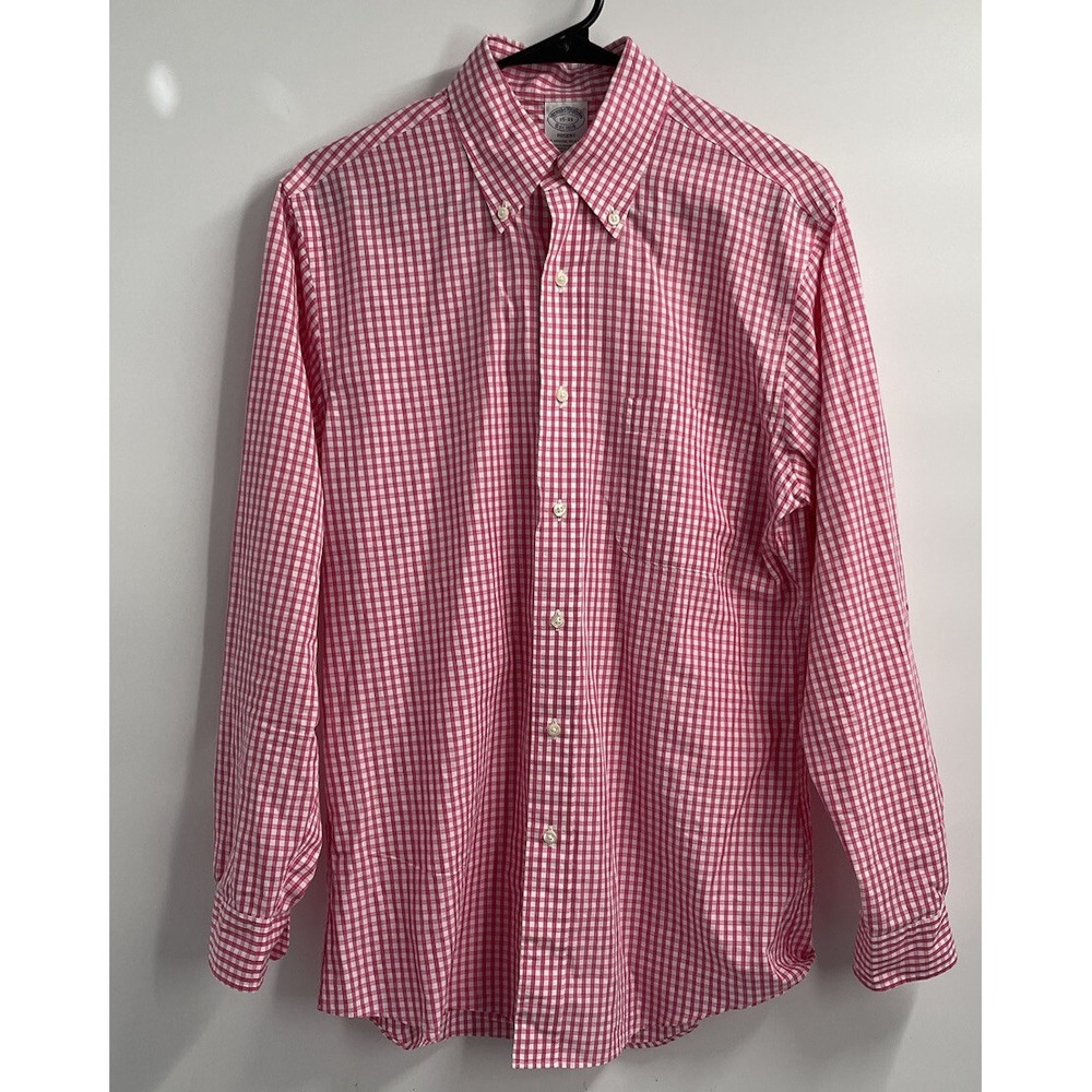 Brooks Brothers Regent Fit Supima Cotton Gingham Shirt Red White 15-33 Mens